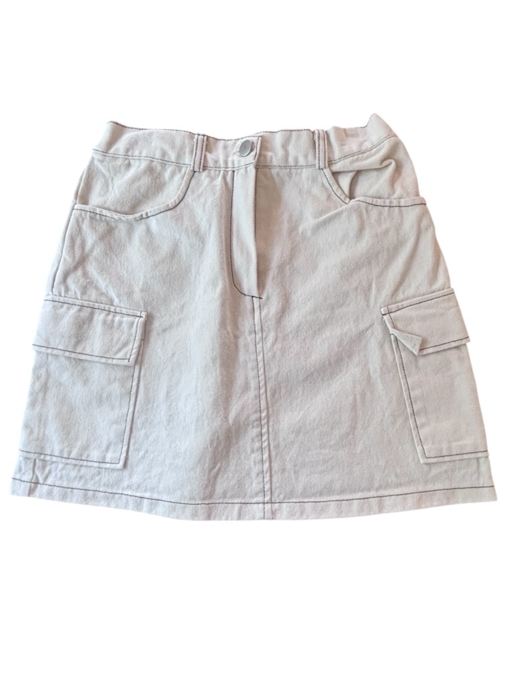 OAK + FORT Cream Cargo Mini Skirt | Utility Pocket Skirt | Neutral Streetwear